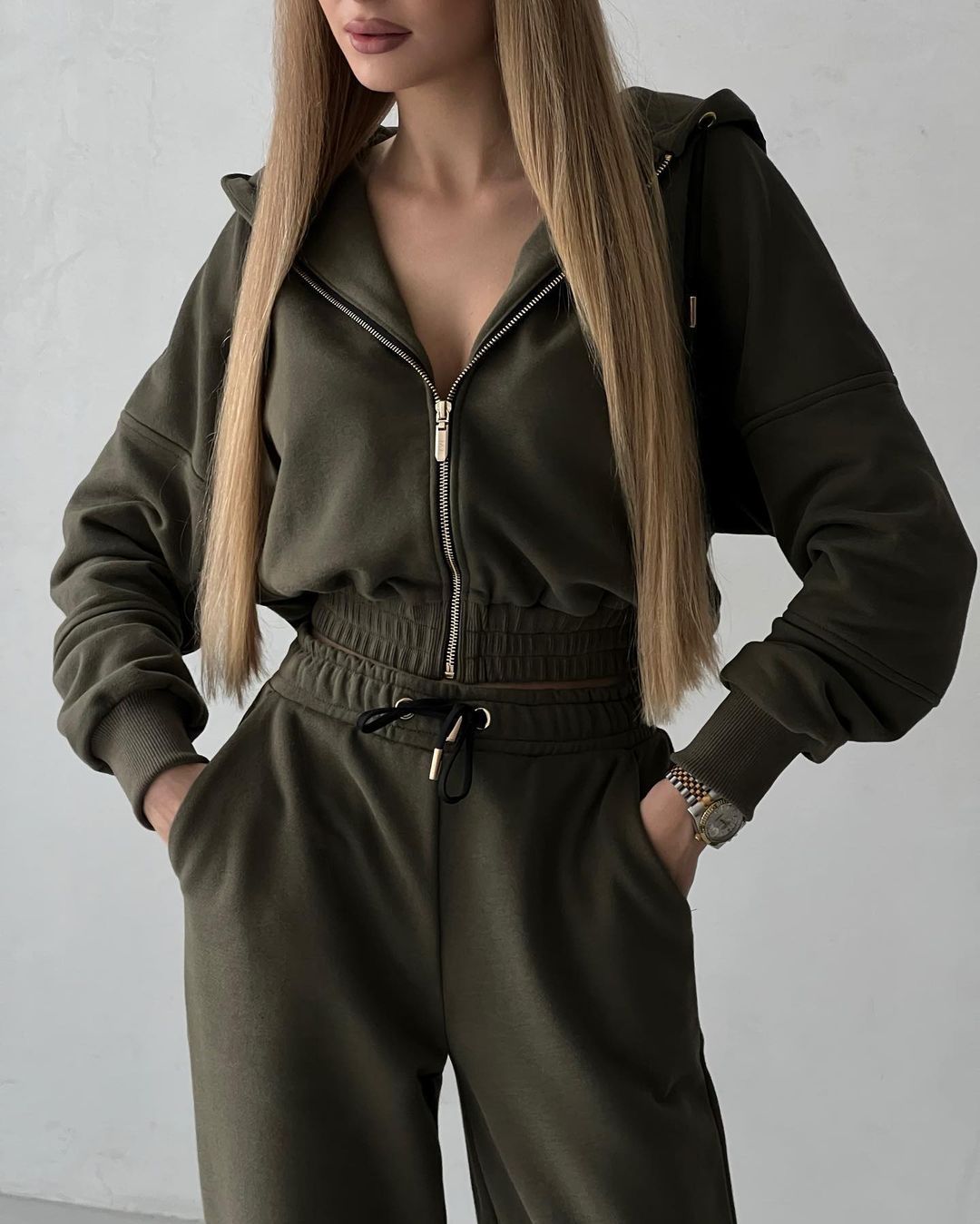 Dam Fritidsdräkt Huvtröja Långa Byxor Spandex 1