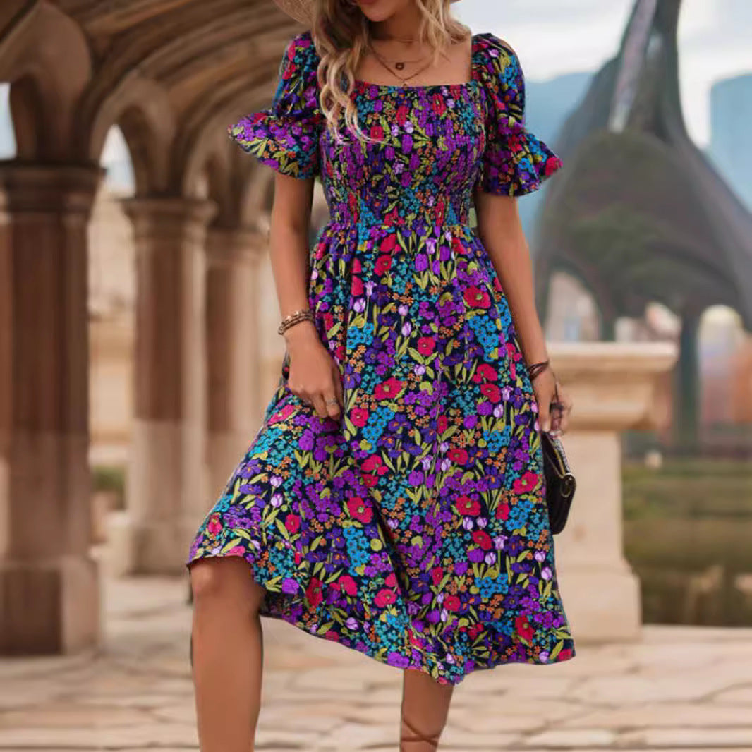 Kort Klänning Dam Off-Shoulder A-Line Polyester för Sommarens Fester-2