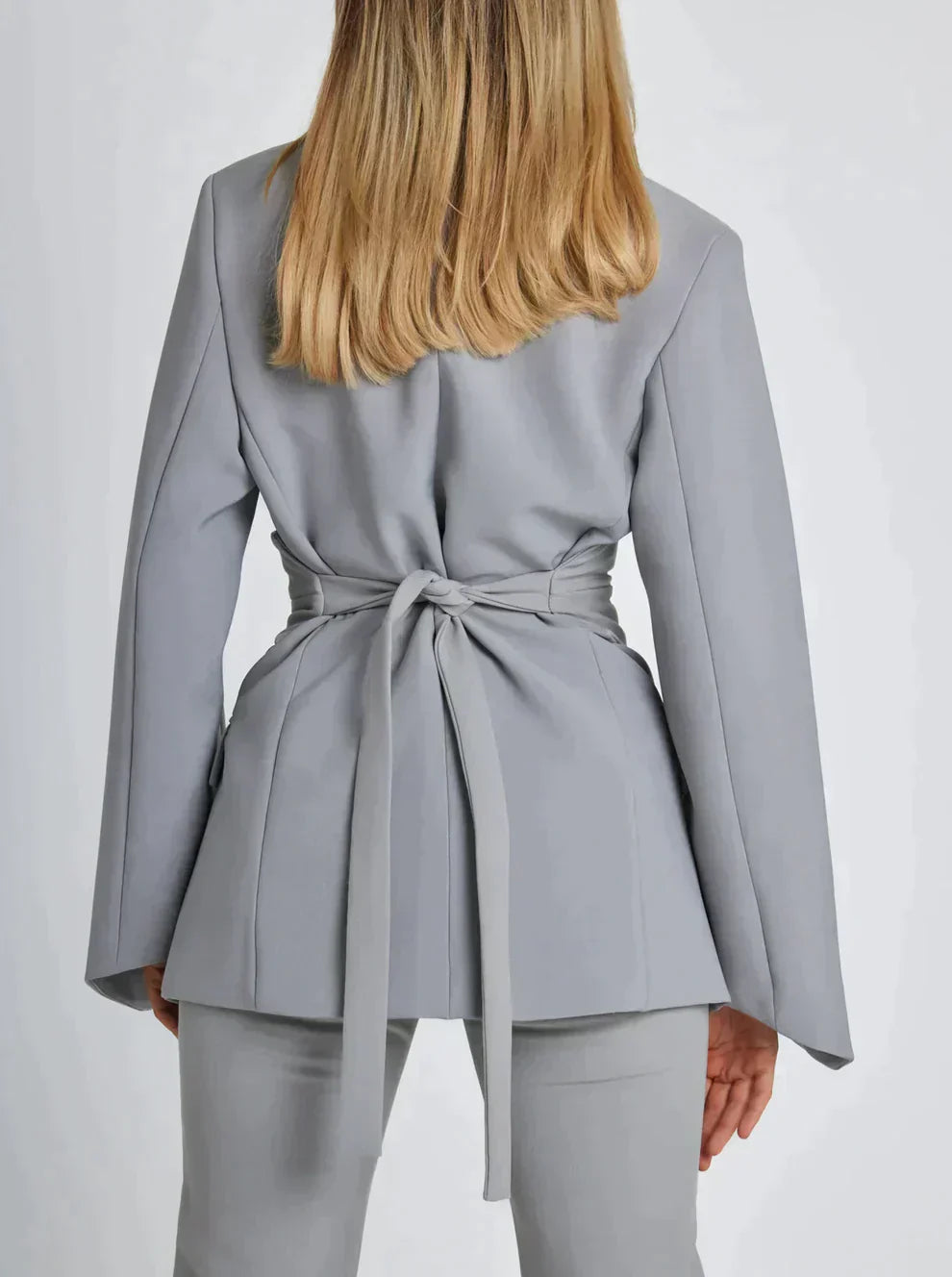 Dam Blazer Med Midjebälte Modern Högkvalitativt Tyg-2