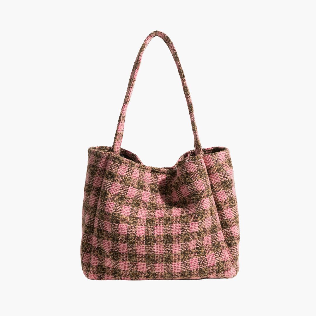 Dam Axelväska Rutigt Designad Polyester Rymlig 9