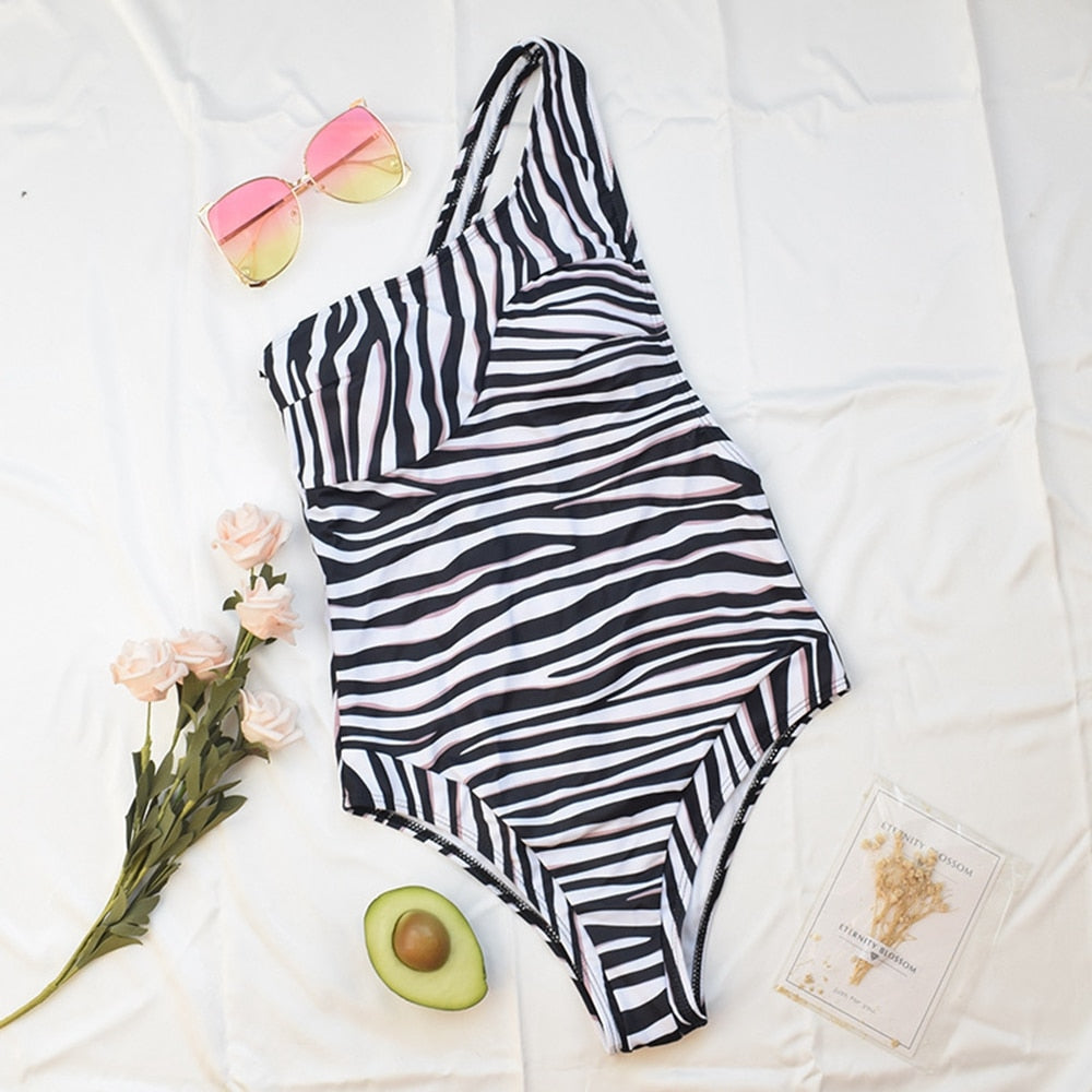 Dam Enstyckedress Zebra Mönster Polyester Spandex-5
