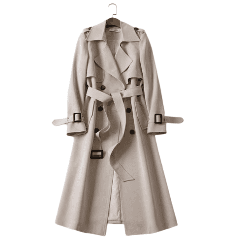 Damkappa Beige Tidlös Trenchcoat Vattentålig Polyester 5