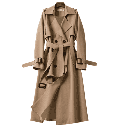 Damkappa Beige Tidlös Trenchcoat Vattentålig Polyester 1