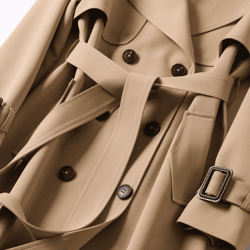 Damkappa Beige Tidlös Trenchcoat Vattentålig Polyester 3