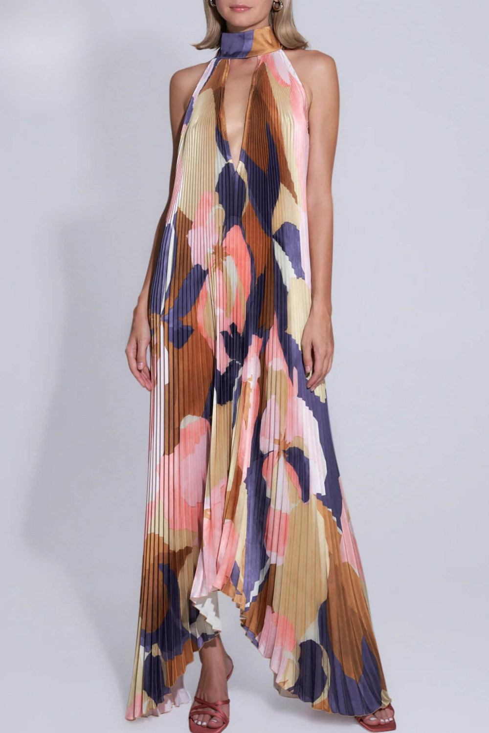 Kvinnors Midi Klänning Halterneck Lätt Material-3