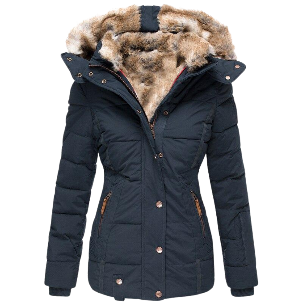 Kvinnors Lång Vinterjacka Trendig Polyester-5