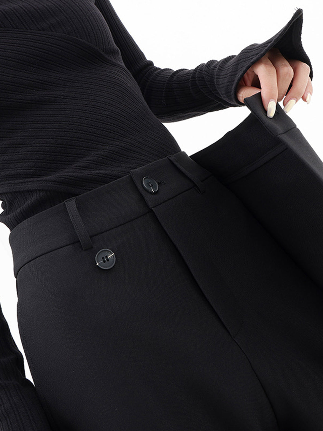 Snygga Byxor Dam Asymmetrisk Design Polyester Hög Midja-4