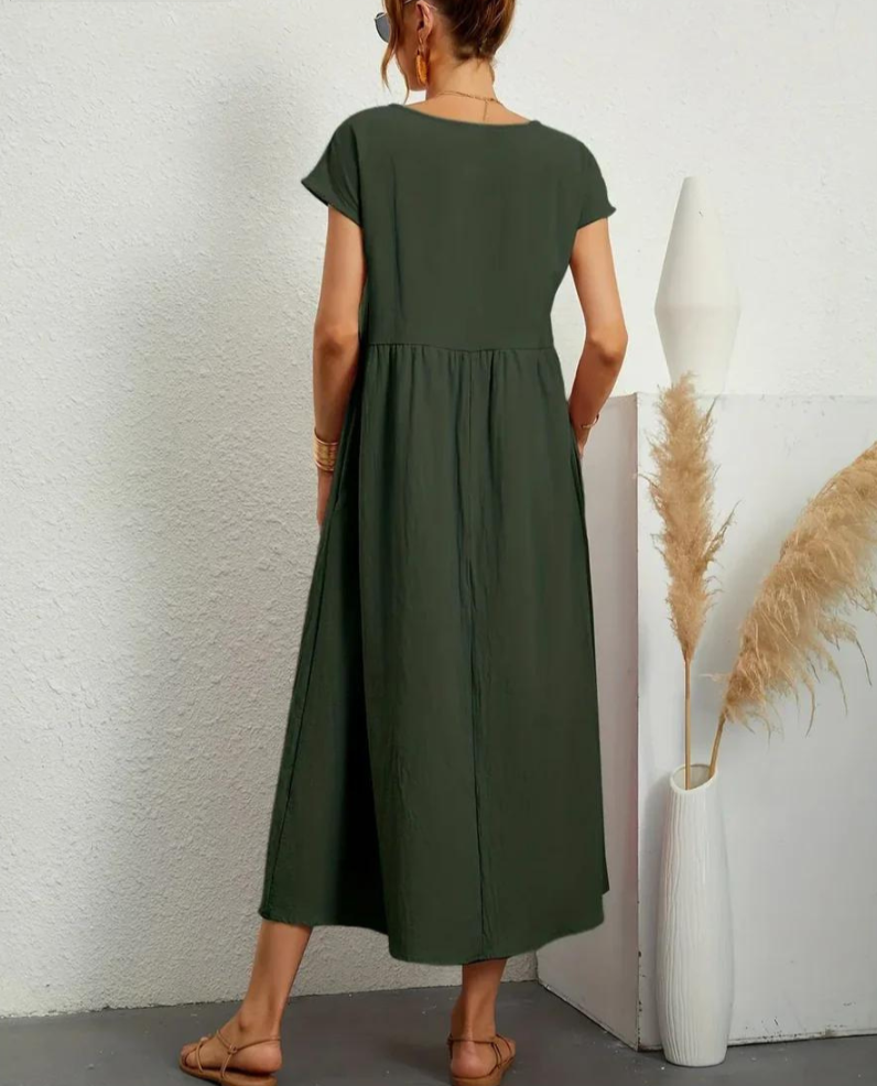 Dam Grundklänning Avslappnad Bomull-2