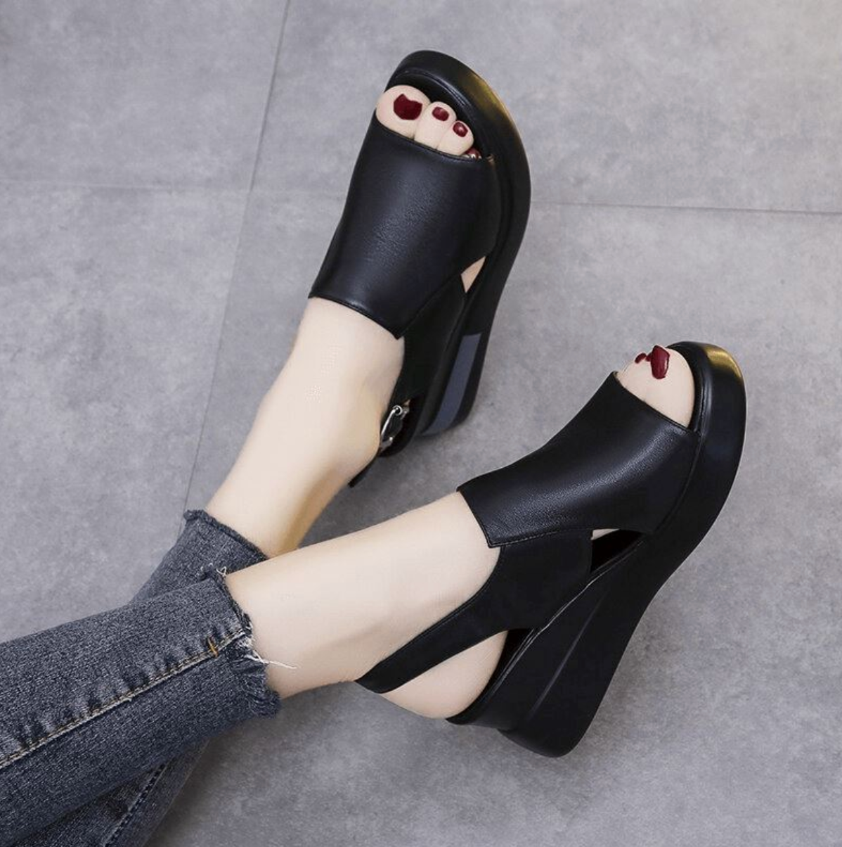 Kvinnors Sandaler Mångsidig Design Syntetisk Läder-4