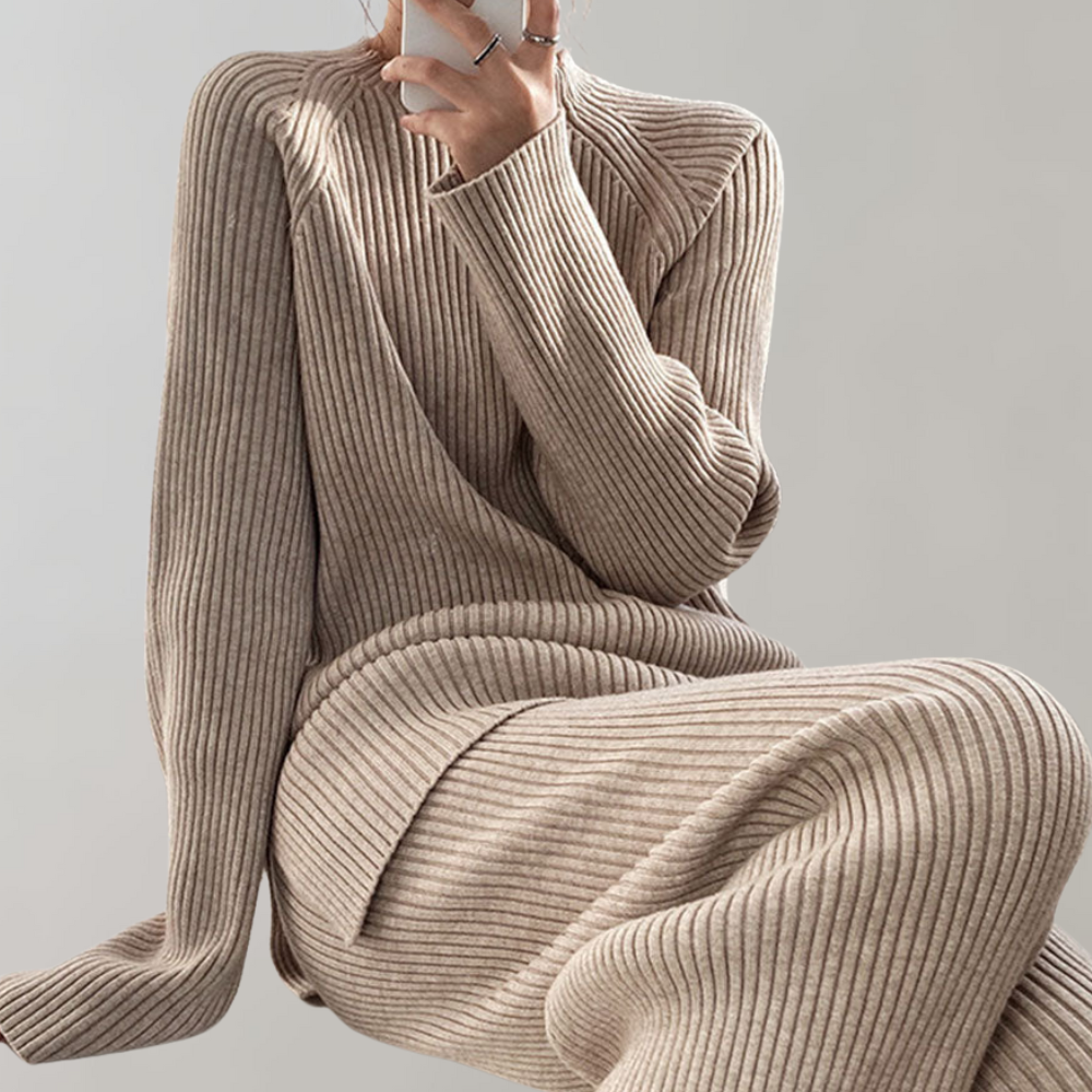 Variant image for Kvinnors Tvådelad Uppsättning Ribbad Tröja och Byxor Ribbade Tyger-2