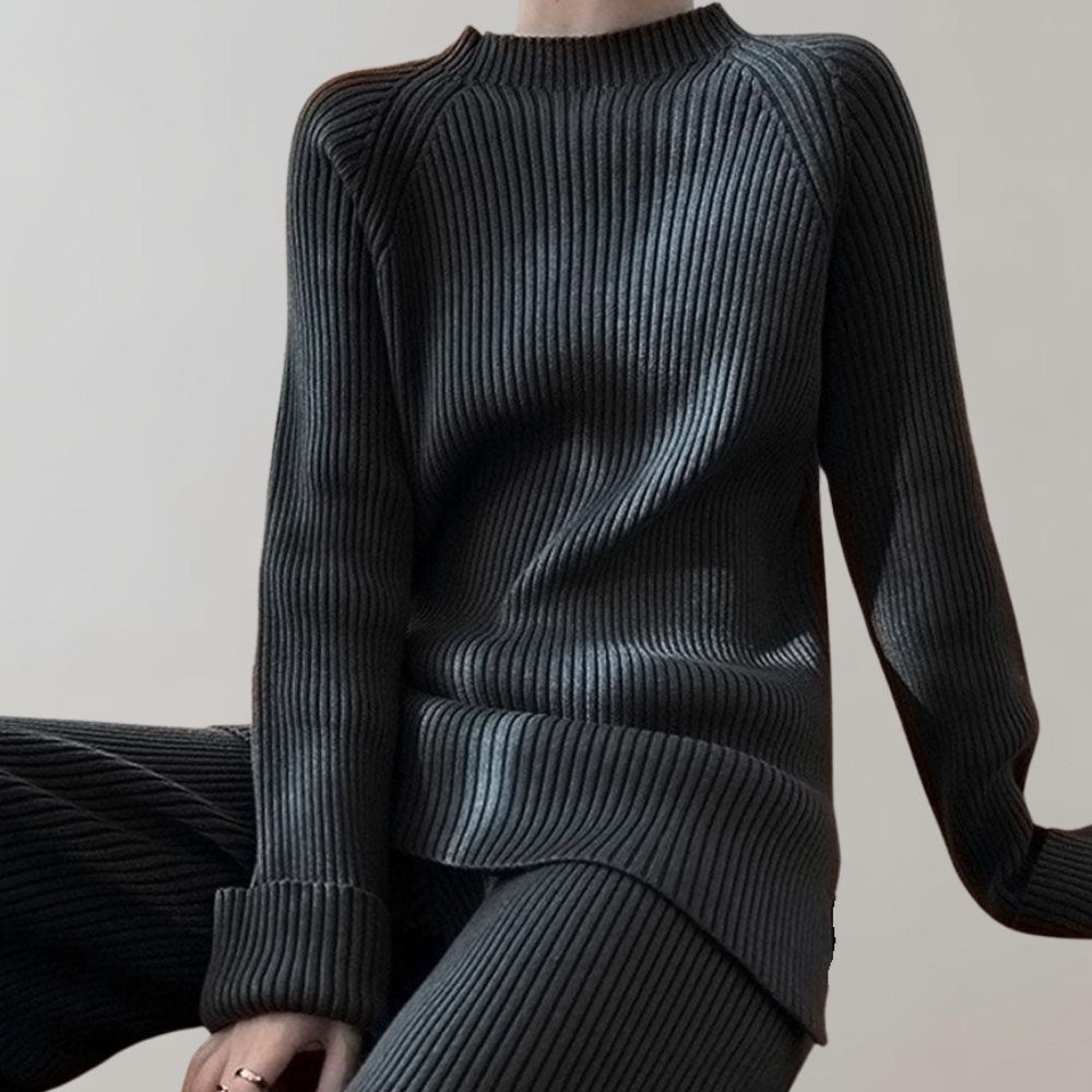 Variant image for Kvinnors Tvådelad Uppsättning Ribbad Tröja och Byxor Ribbade Tyger-5