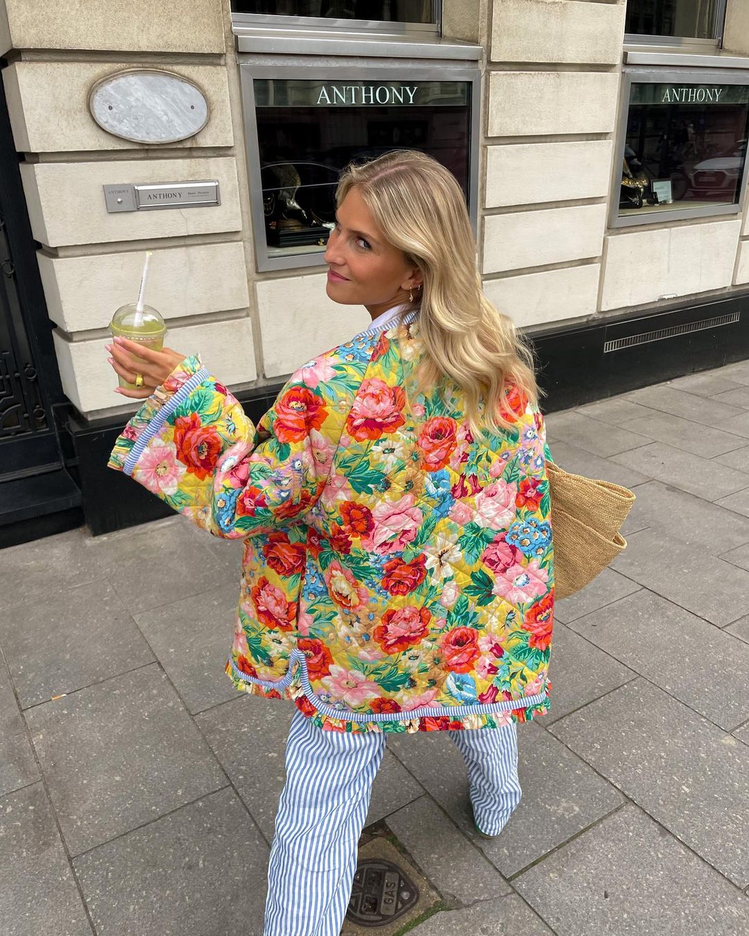 Damjacka Lång Parkajacka Blommönster Polyester och Bomull-2
