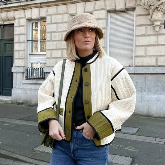 Damjacka LapptÀckedesign LÄngÀrmad Polyester för Dam-1