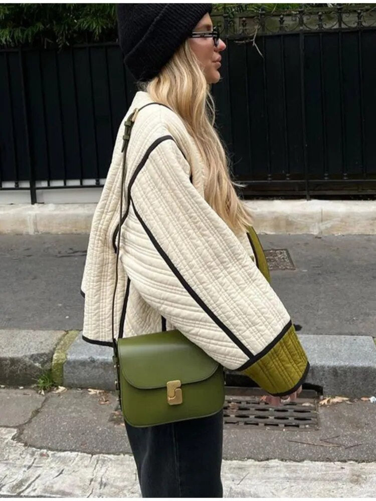 Damjacka Lapptäckedesign Långärmad Polyester för Dam-2
