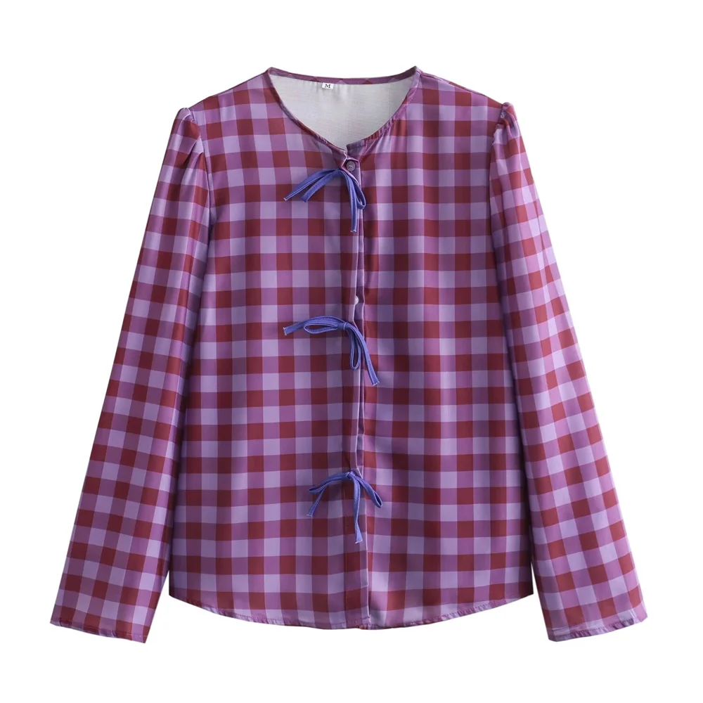 Herr Rutig Skjorta Bredbyxor Polyester Normal Passform-4