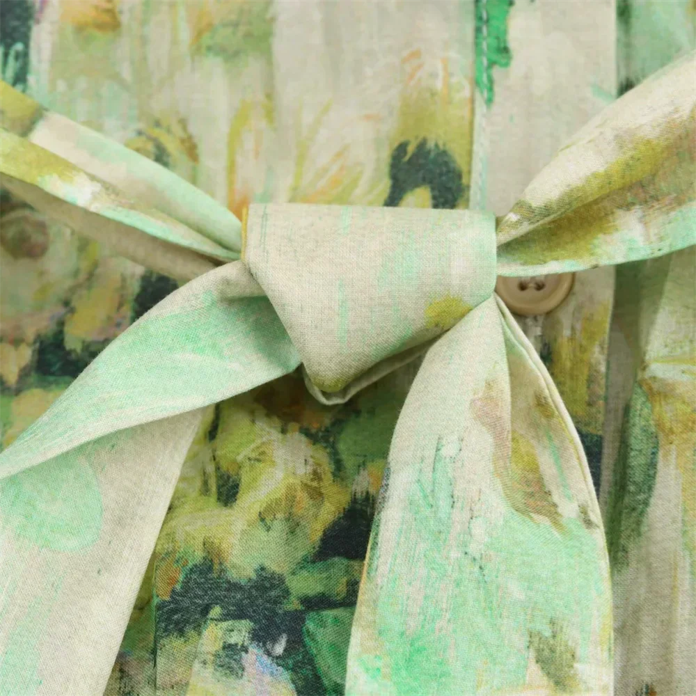 Dam V-ringad Topp Tryckt Polyester 3