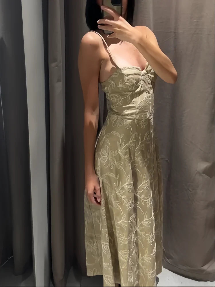 Dam Klänning Slim Fit Blommönster Polyester 3