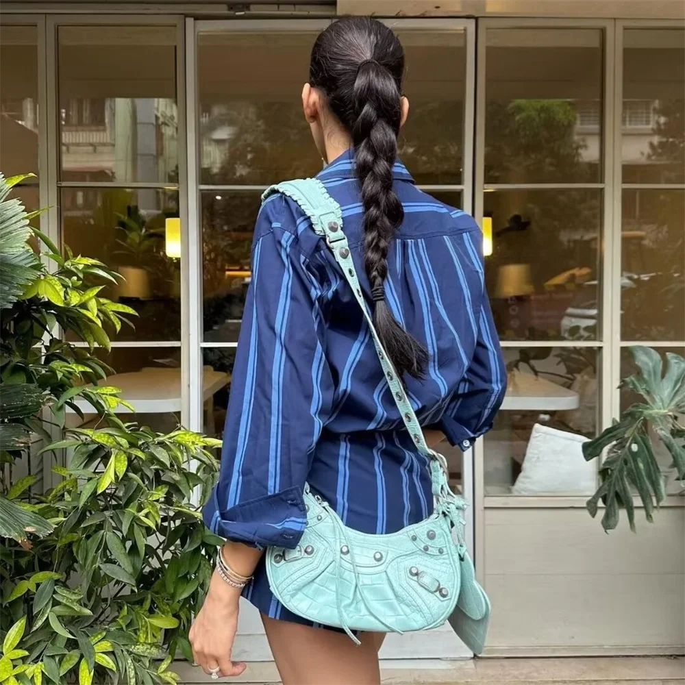 Dam Randig Topp Normal Passform Polyester för Fest och Vardag-6