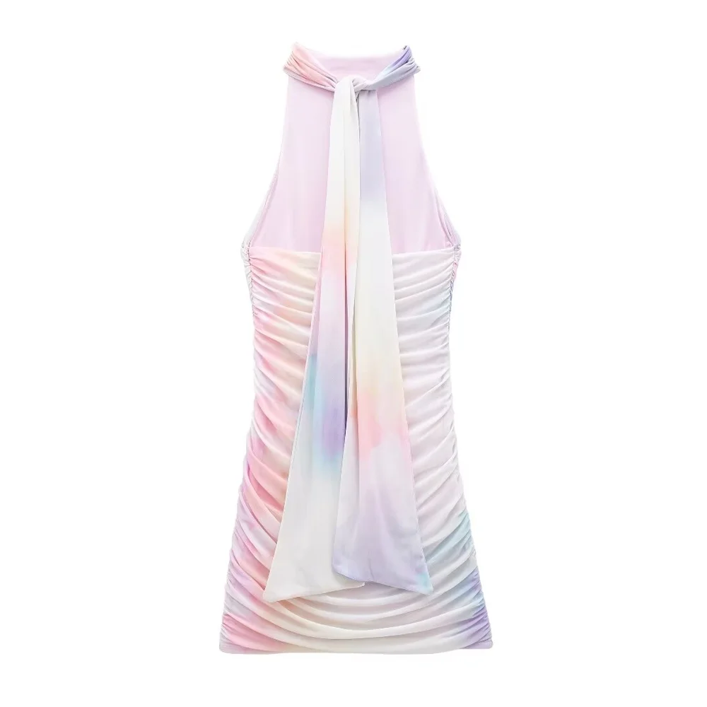 Kort Klänning Dam Tryckt Siden Korta Festklänningar-6