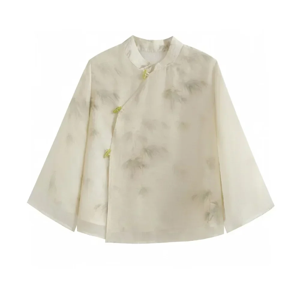 Tvådelat Set Dam Sommartryck Polyester Topp och Byxor 2