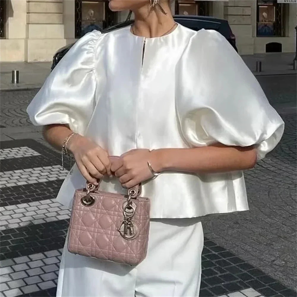 Dam Topp Festtoppar Bubbelhylsor Satin Lätt 4
