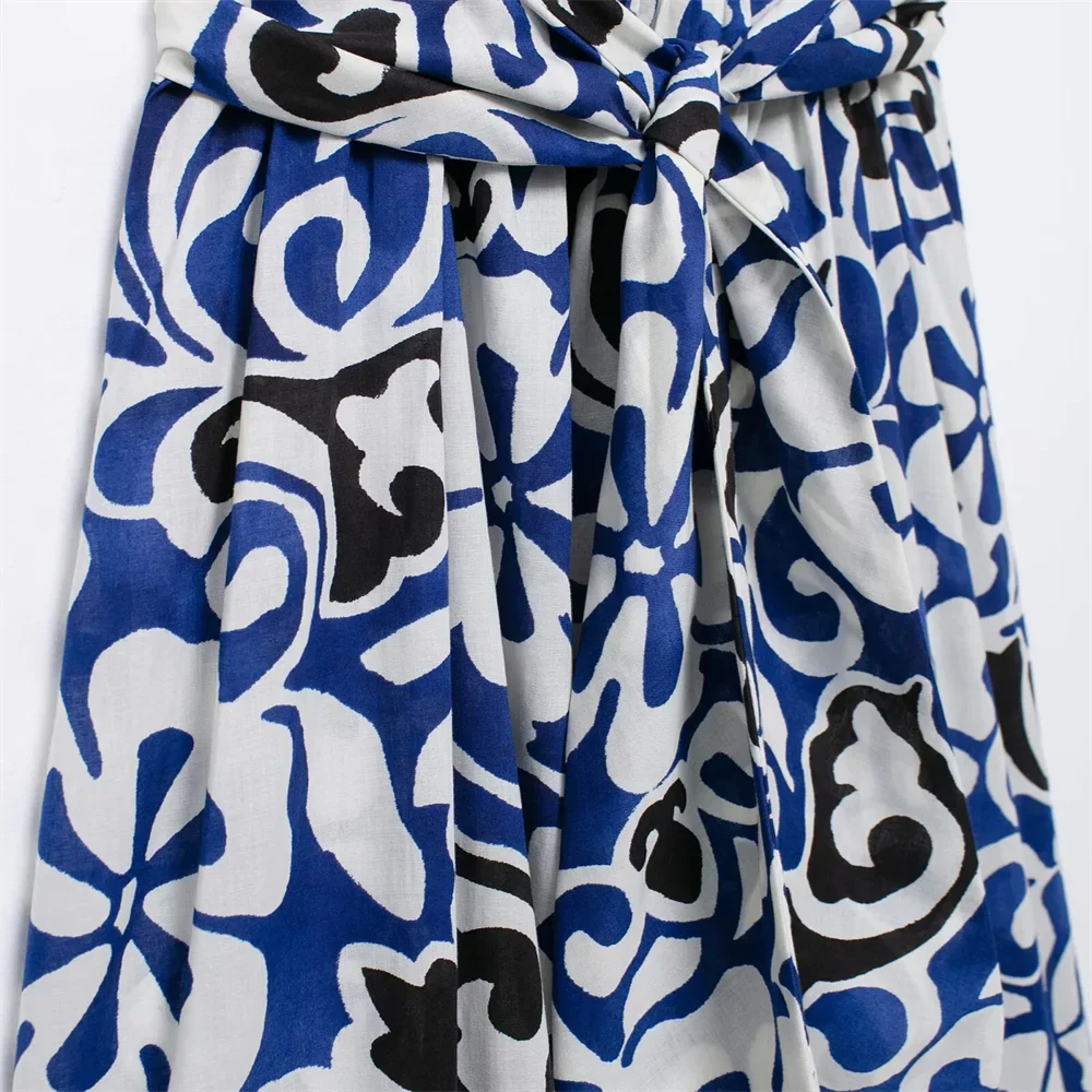 Damklänning Boho V-Ringning Öppen Rygg 100% Bomull-6