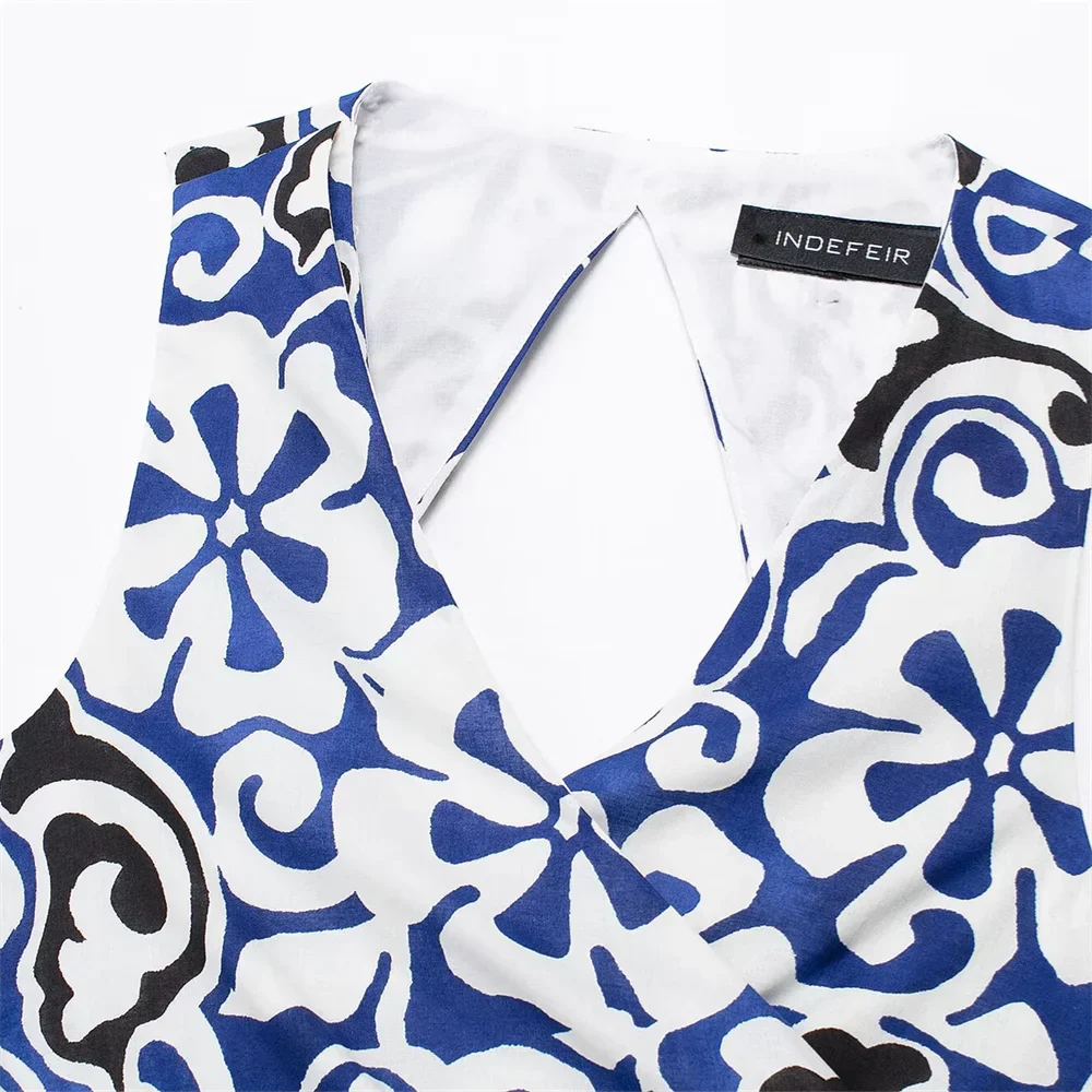 Damklänning Boho V-Ringning Öppen Rygg 100% Bomull-3