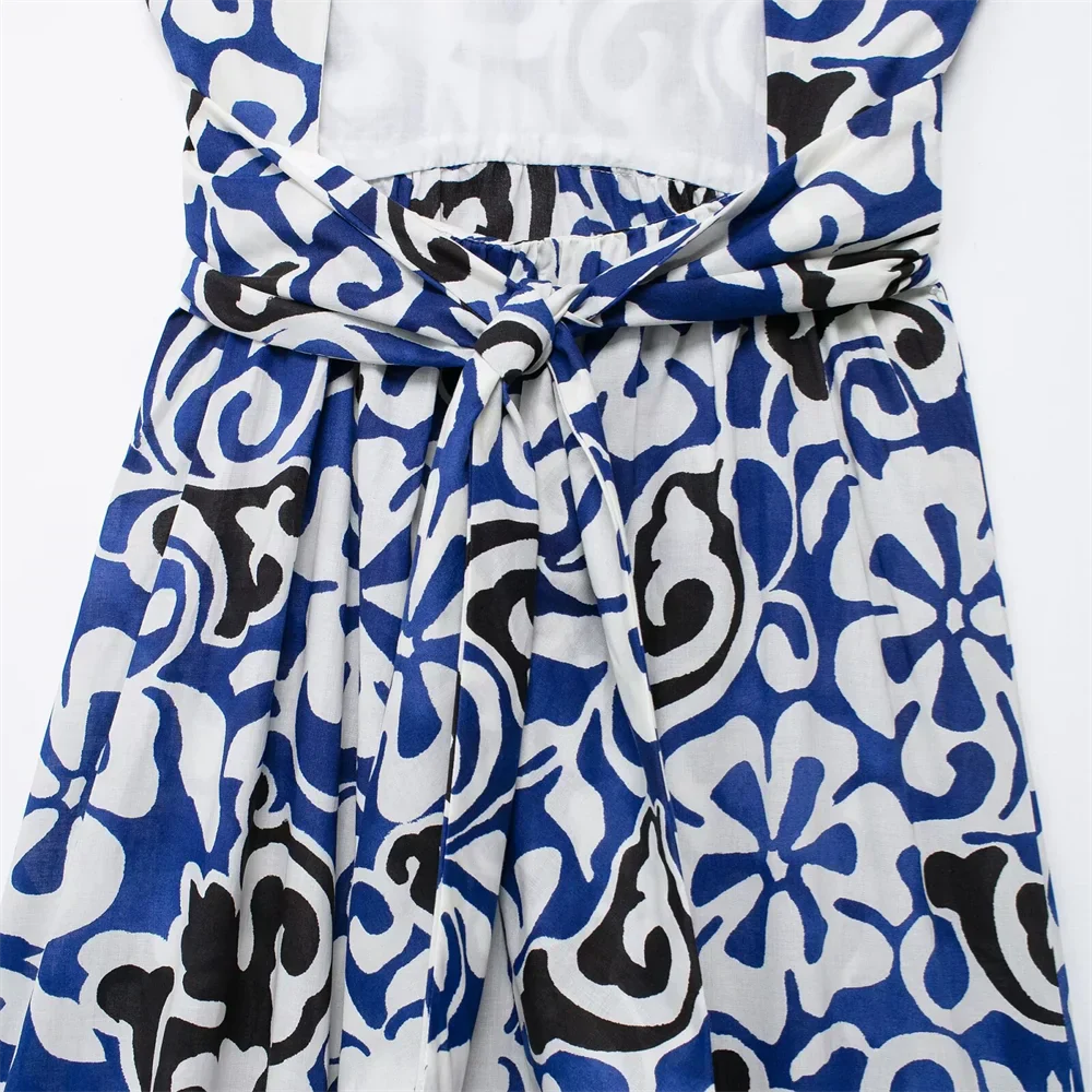 Damklänning Boho V-Ringning Öppen Rygg 100% Bomull-5