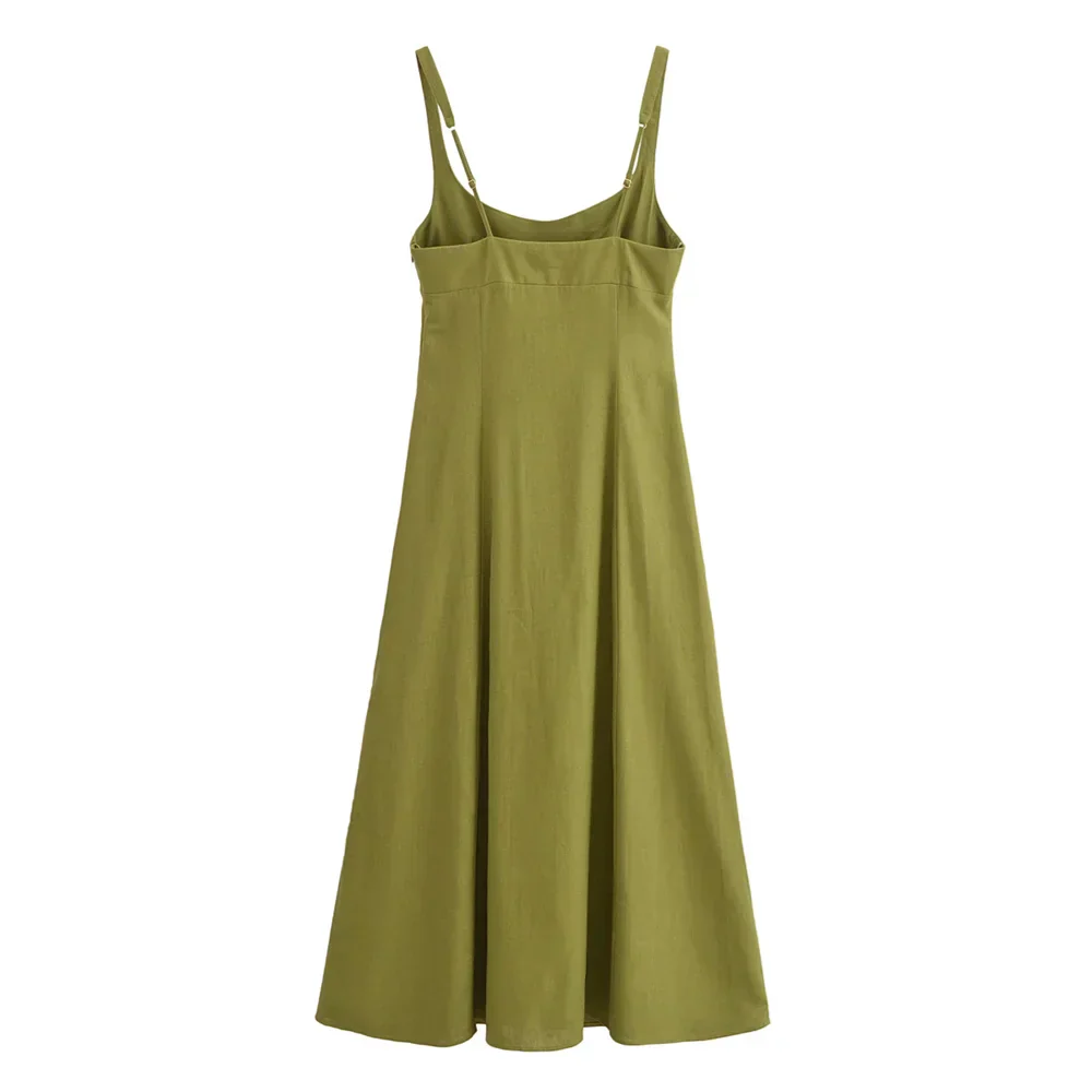 Dam Sommarklänning Delad Linne med Hängande Bälte 4