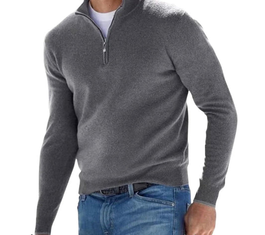 Herr Tröja Halv Zip Bomullsmix Elegant Komfortabel-1