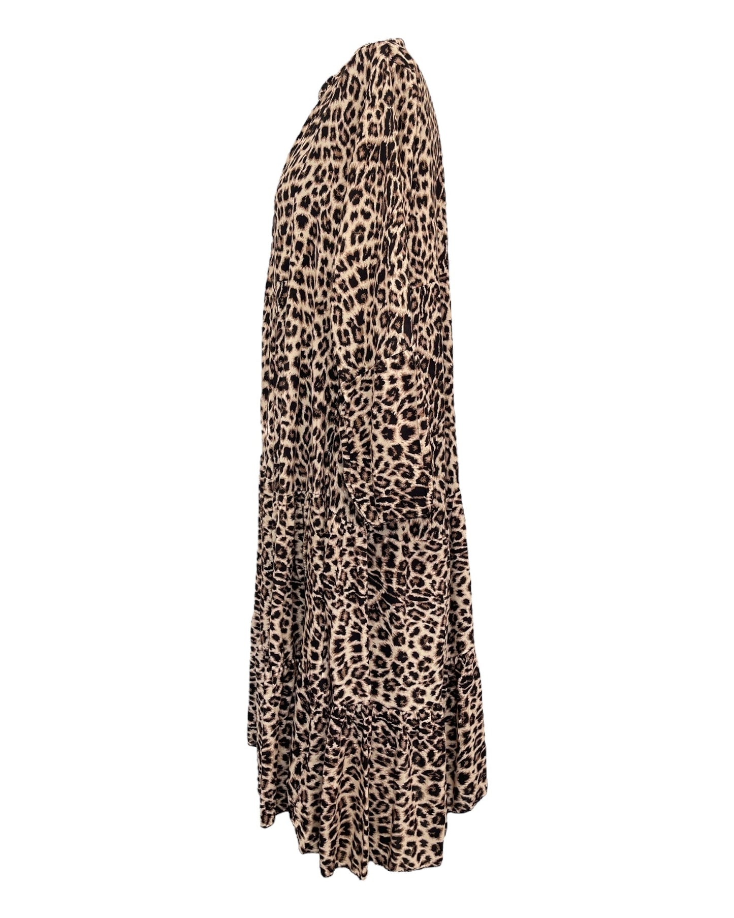 Dam Klänning Leo-tryck Mjuk Viskos Trendig Design-5