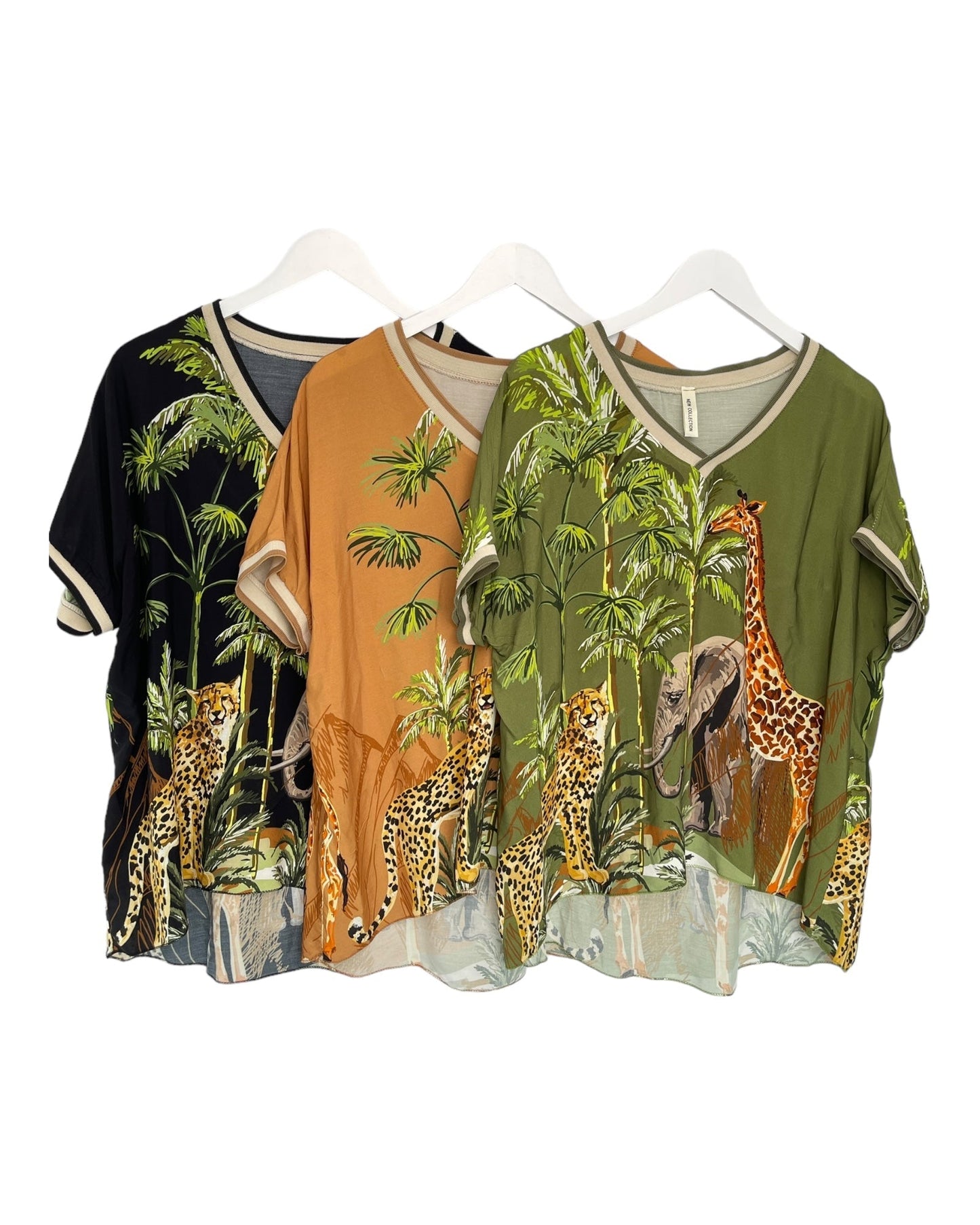 Dam Klänning Safari Print Viskos Elegant Silhuett-6