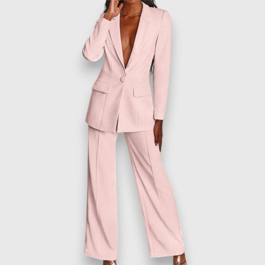 Dam Blazer och Byxor Elegant Polyester Elastan-1