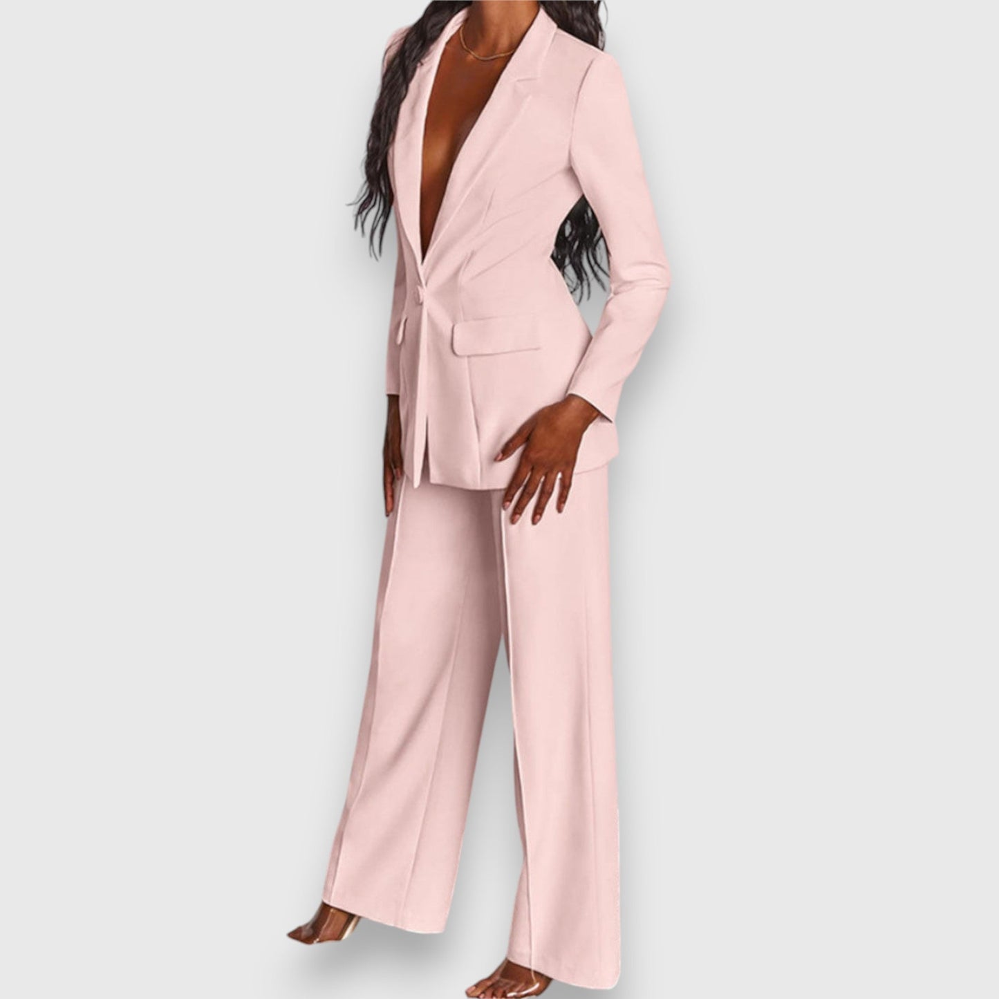 Dam Blazer och Byxor Elegant Polyester Elastan-4