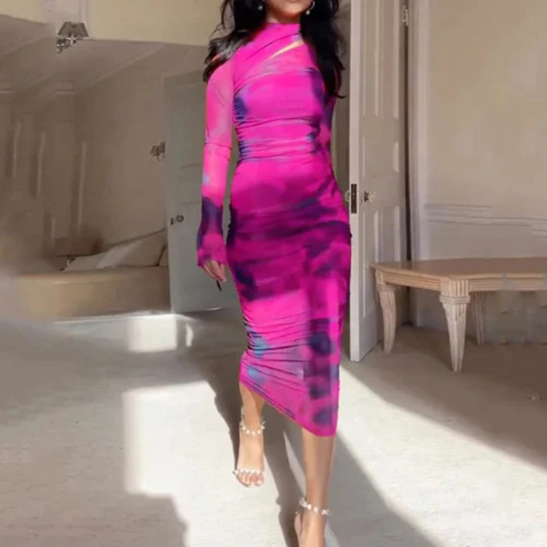 Dam Klänning Transparent Batik Fina Mönster Polyester 5