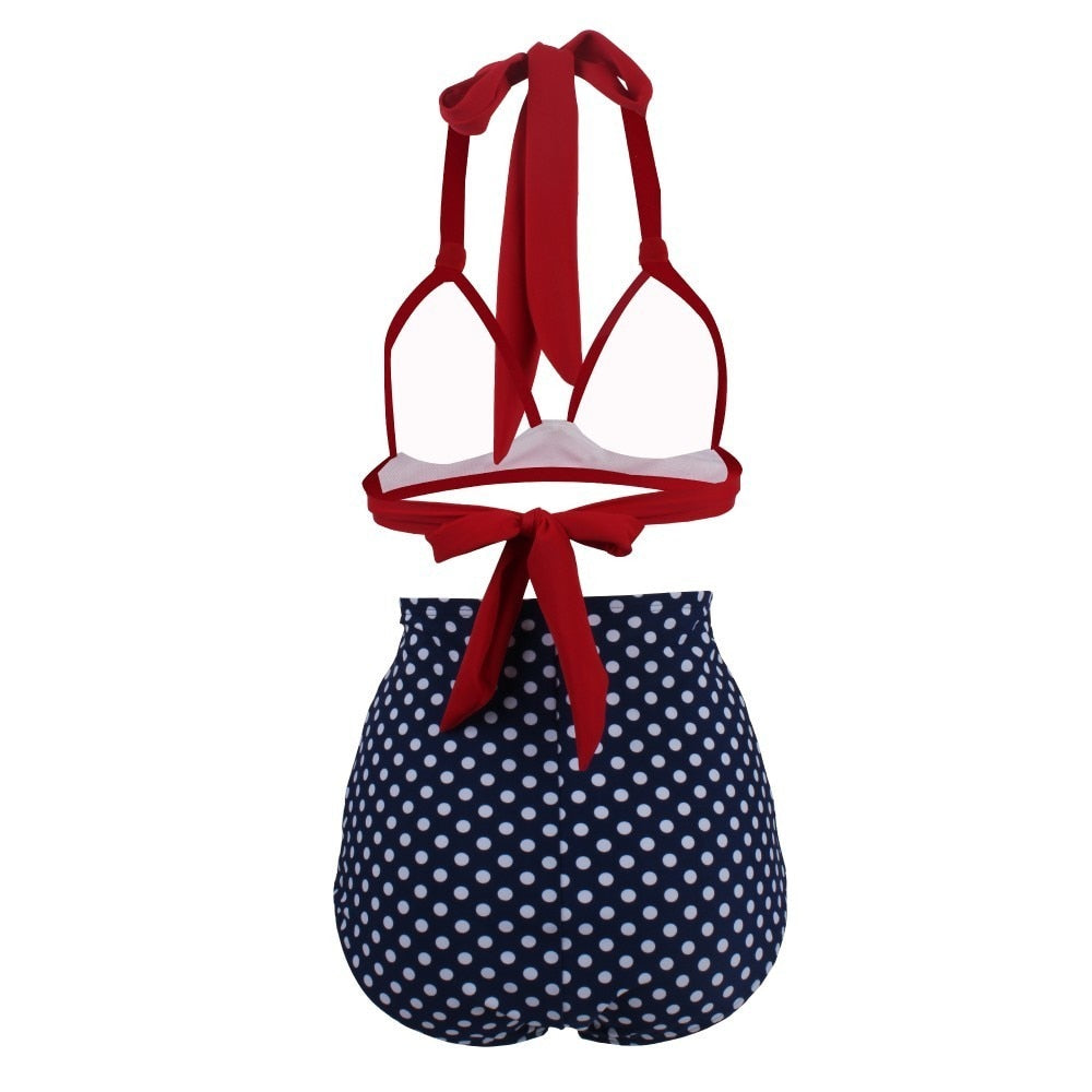 Dam Retro Bikini Halter Stil Polyester Spandex-3