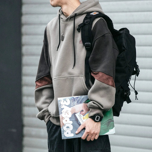 Dam Hoodie Avslappnad Mjuk Material Med Kontrastärmar-1