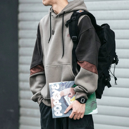Dam Hoodie Avslappnad Mjuk Material Med Kontrastärmar-1