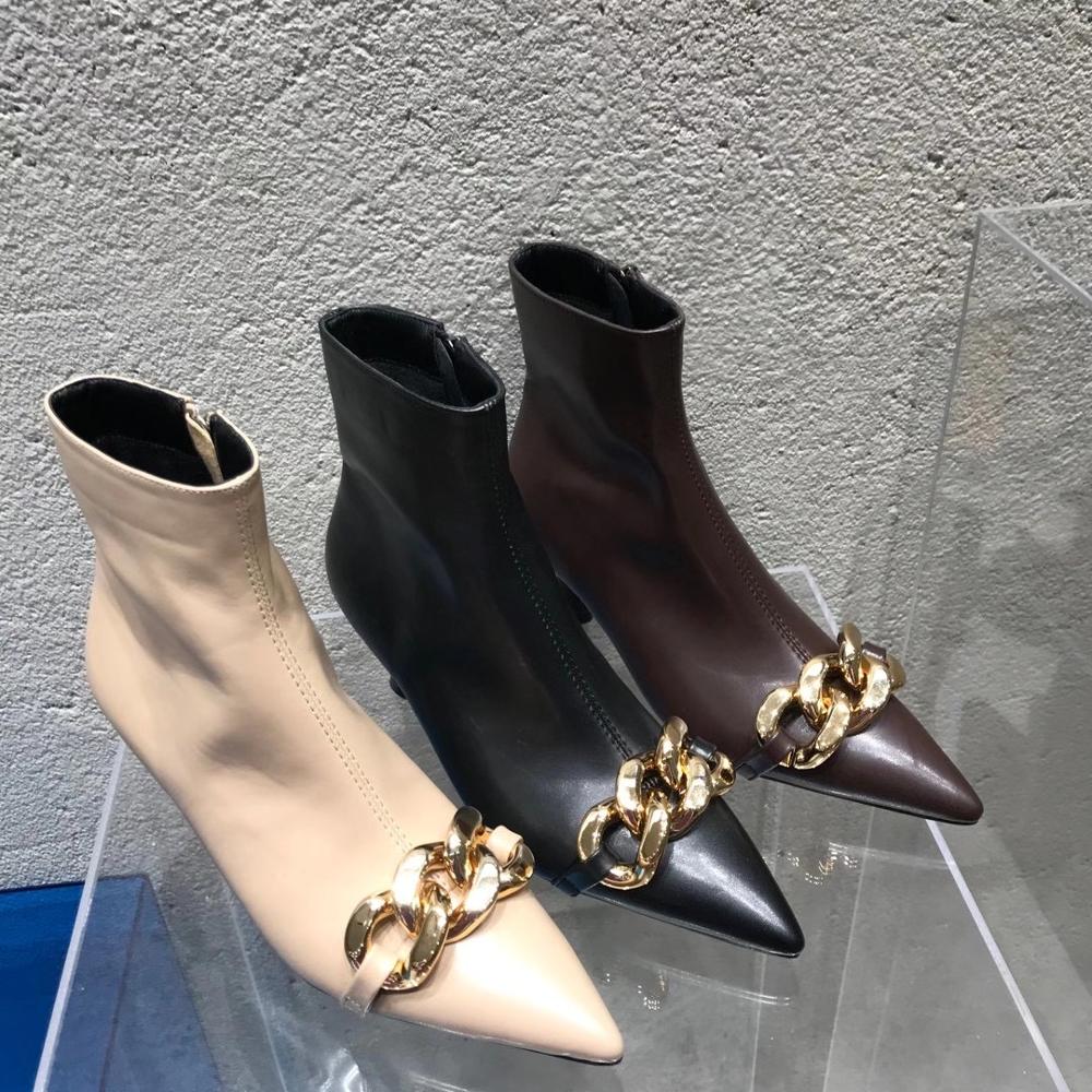 Dam Chelsea Boots Kedjedetalj PU Gummi-3