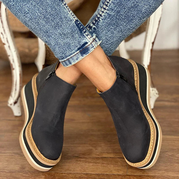 Kilstövlar för Dam med Kilasula och Slip-On Design – Syntetiskt Yttertyg, Mångsidig Casual Stil, Skafthöjd 10 cm 3