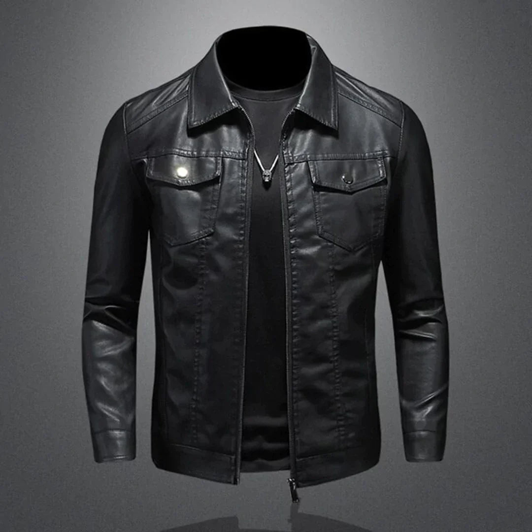 Herr Skinnjacka Modern Design Läder-3