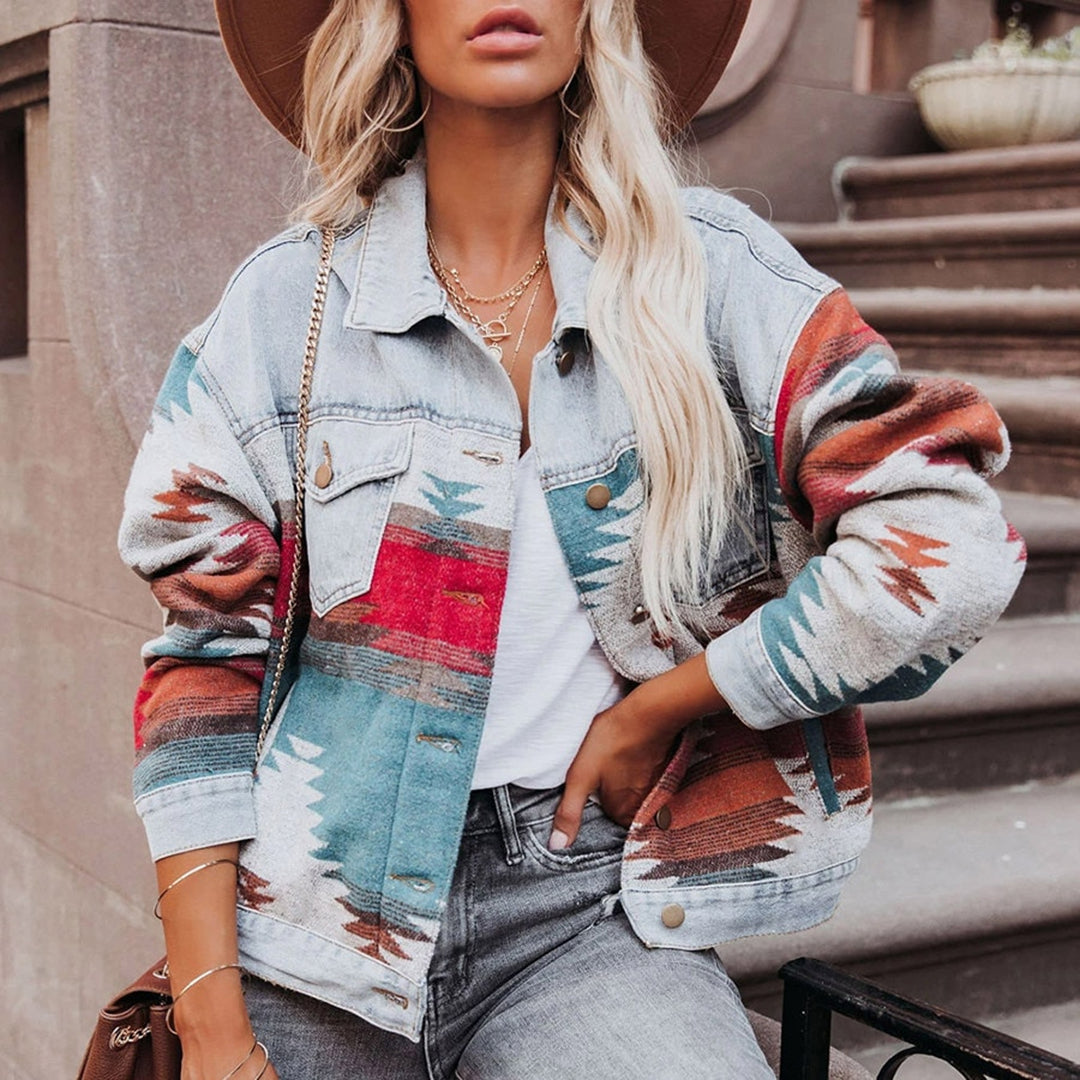 Damjacka Retro Denim Klassisk Hållbar Stil-3
