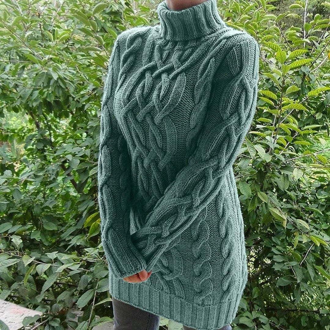 Kvinnors Turtleneck Tröja Kabelstickad Akryl 9