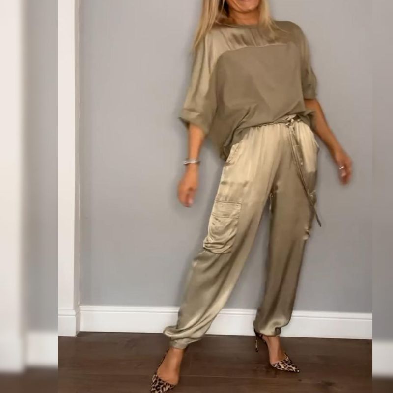 Avslappnad Damoutfit i Bomull och Polyester – Bekväm Passform, Perfekt för Vardag och Informella Tillfällen, S-2XL 6