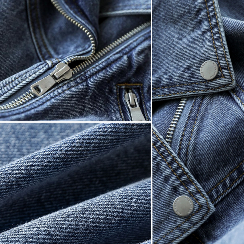 Dam Vintage Denimjacka Urban Stil Tvättad Denim-3