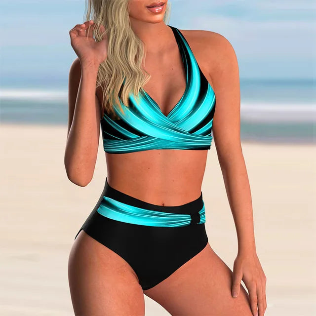 Variant image for Kvinnors Hög Midja Bikiniuppsättning Push-Up Nylon Spandex-1