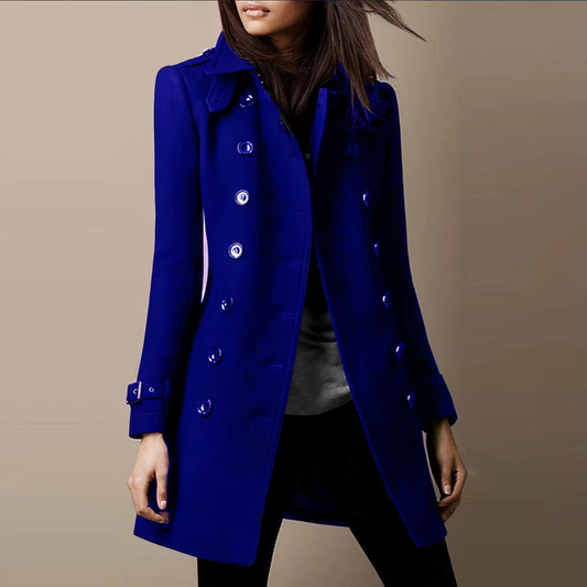 Dam Trench Coat LÄng Varmt Material Isolerande-1