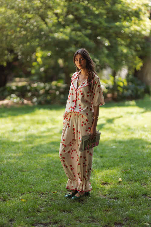 Dam Byxor Med Resår I Midjan Fritidsstil Viskos Och Linne 1