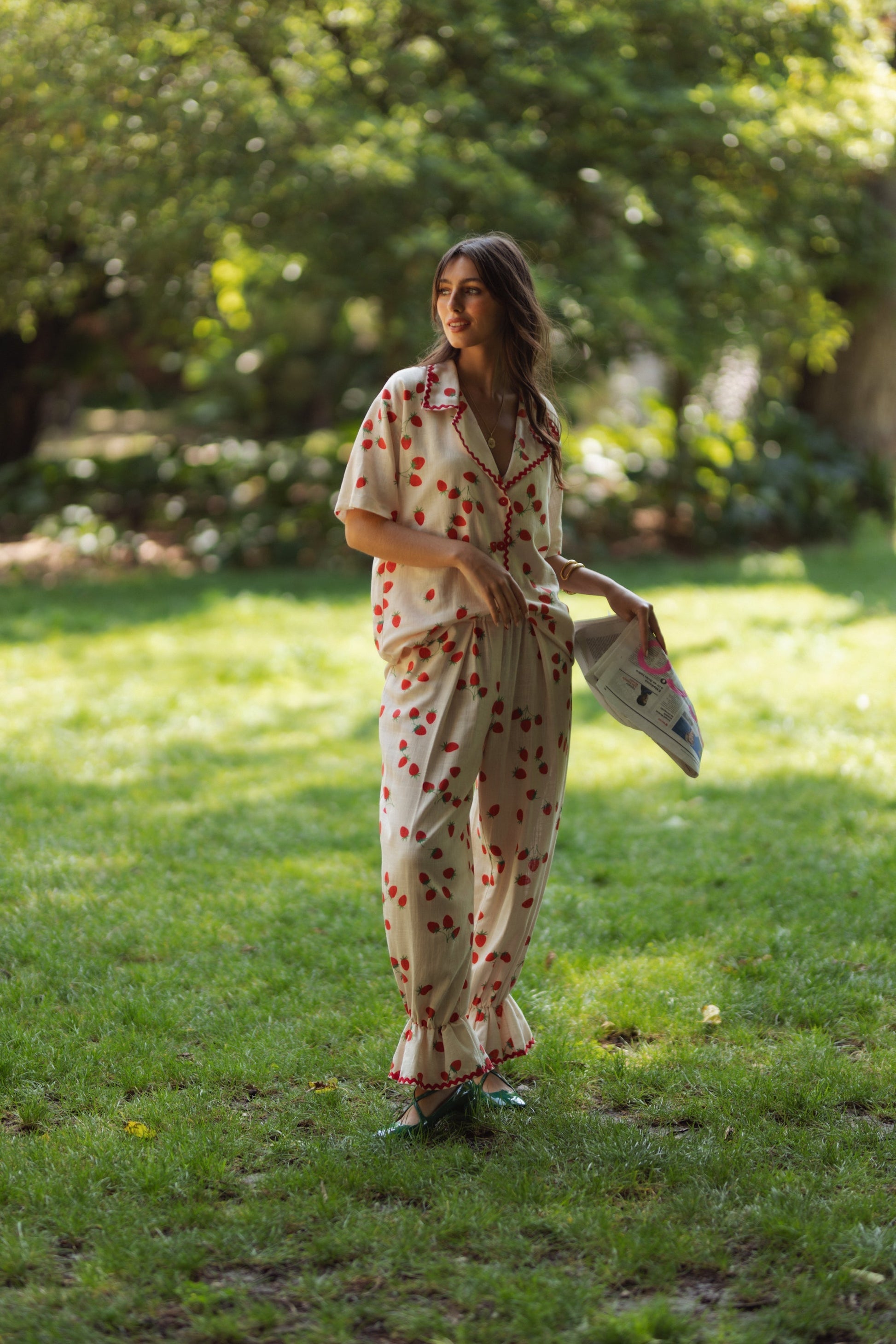 Dam Byxor Med Resår I Midjan Fritidsstil Viskos Och Linne 6