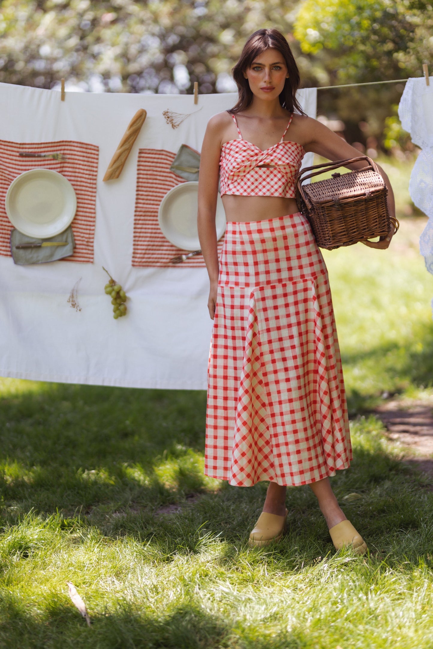 Variant image for Kjol Dam Hög Midja Retro Vichy 77% Viskos 23% Linne-1